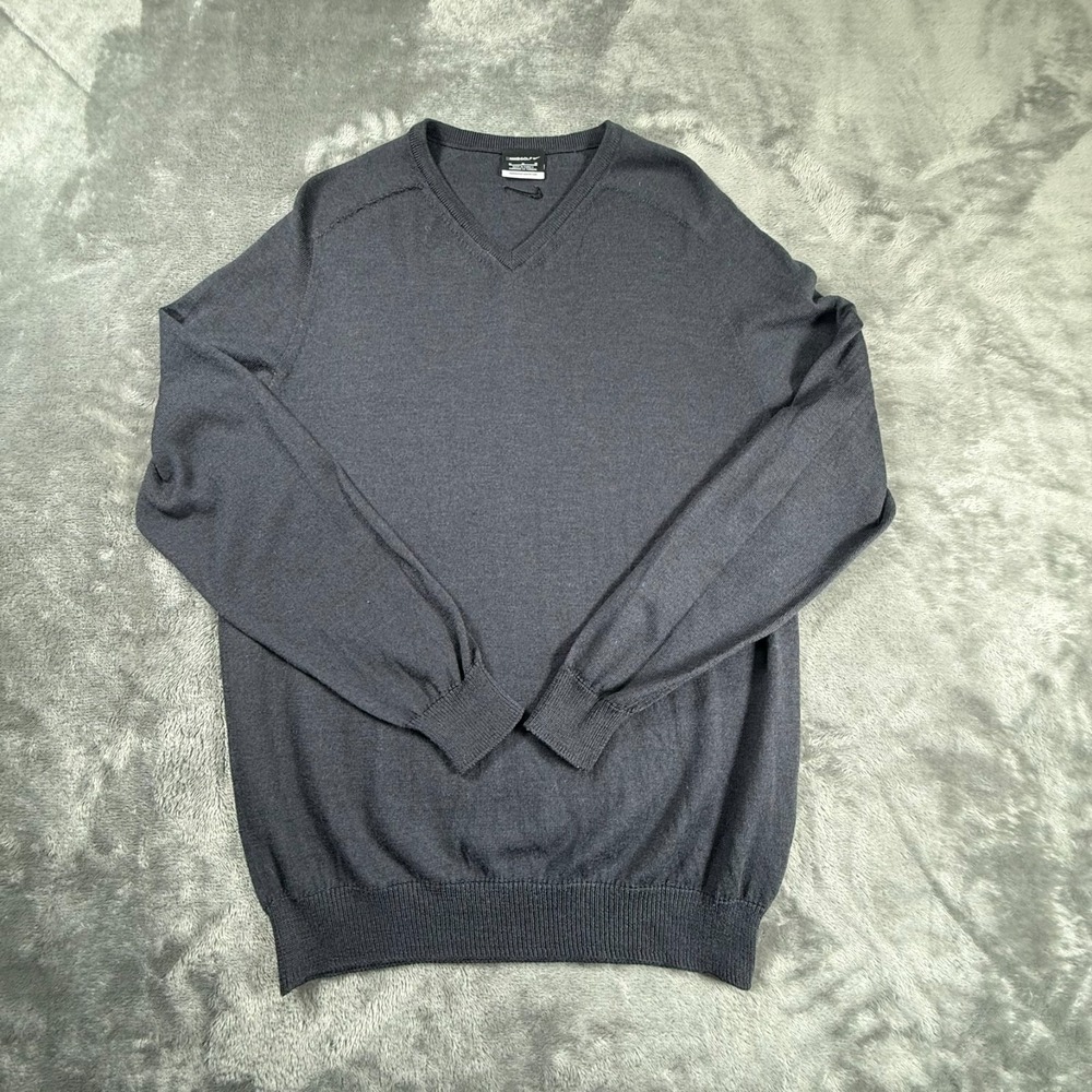Nike Golf Women's V Neck Size Medium Gray Sweater Long Sleeve Athletic Top